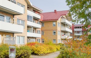 Exteriörbild på lägenheter i kvarteret Älgen i Piteå.