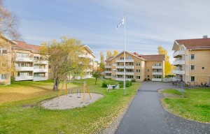 Exteriörbild på lägenhetshus i kvarteret Välten i Piteå.