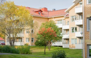 Exteriörbild på lägenhetshus i kvarteret Välten i Piteå.